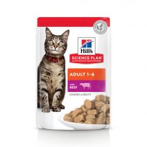 Hill's 48 x 85 g en bolsitas para gatos - Pack Ahorro - Adult Vacuno