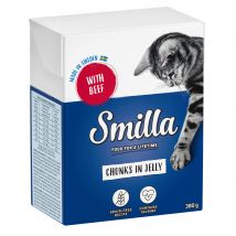 Smilla Hapjes in Saus  24 x 370 en Smilla Hapjes in Gelei 24 x 380 g Kattenvoer - Rund in Gelei