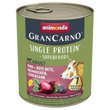 Multipack risparmio! animonda GranCarno Adult Superfoods 24 x 800 g - Manzo + Barbabietola, Mora, Tarassaco
