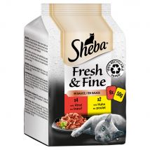 24x50g Fresh & Fine Rundvlees en Kip in Saus Sheba Kattenvoer