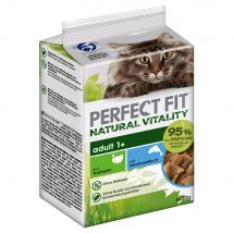 6x50g Natural Vitality Adult dinde, poissons de l'océan Perfect Fit nourriture humide pour chat