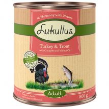Lukullus Adult senza cereali 6 x 800 g Umido cane - NOVITÀ: Tacchino & Trota