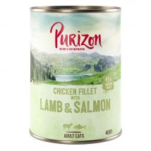 24x400g Adult Kipfilet met Zalm & Lam Purizon Kattenvoer