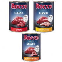 Rocco Classic 12 x 400 g Alimento umido per cani - Mix Top seller: Manzo puro, Manzo con Cuori di Pollame, Manzo con Pollo