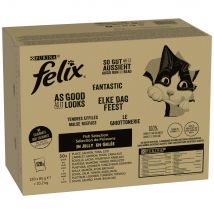 Megapack risparmio! Felix Le Ghiottonerie 120 x 85 g umido per gatto - Varietà di pesce 2 (Tonno, Salmone, Merluzzo, Platessa)