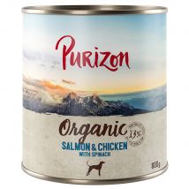 Purizon Organic 12 x 800 g Umido per cane - Salmone e Pollo con Spinaci