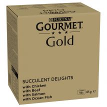 96 x 85 g Kip, Zeevis, Rund, Zalm Gourmet Gold Kattenvoer