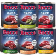 Rocco Classic 24 x 800 g Alimento umido per cani - Mix 1: 6 gusti a base di Manzo
