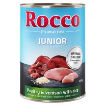 Rocco Junior 6 x 400 g - Ave con venado y arroz