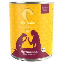 Herrmanns Menú BIO 6 x 800 g comida húmeda para perros - Classic: Pollo ecológico con arroz ecológico