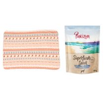 TIAKI Dog Accessory + 100g Purizon Dog Treat - 20% Off! * - Cosy Blanket with Nordic Winter Pattern (Size L: 200 x 150 cm) + Superfoods Salmon with Herring, Carrots & Blackberries (100g)