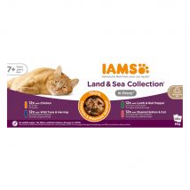 IAMS Delights Senior Land & Sea Collection in Saus Kattenvoer - Mixpaket 2 (48 x 85 g, 4 Soorten)