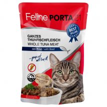 Feline Porta 21 24 x 100 g en bolsitas - Pack Ahorro - Atún con vacuno (sin cereales)