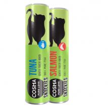 Testez-les : Cosma Snackies Friandises lyophilisées pour chat - 30 g, 2 saveurs (thon, saumon)