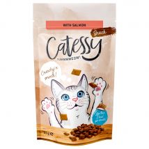 Catessy 15 x 65 g snacks crujientes para gatos - Pack Ahorro - Salmón (para el pelaje)
