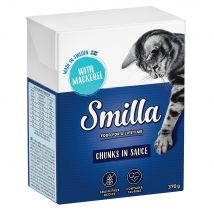 Smilla Hapjes in Saus  24 x 370 en Smilla Hapjes in Gelei 24 x 380 g Kattenvoer - Makreel in Saus