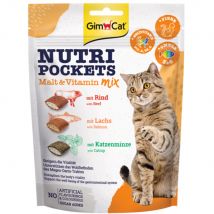 GimCat Nutri Pockets snacks para gatos Malta Vitaminas Mix - Pack % - Mezcla de malta y vitaminas (3 x 150 g)