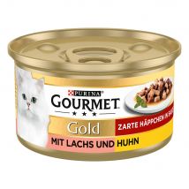 48x85g Gold Fijne Hapjes Zalm & Kip Gourmet Kattenvoer