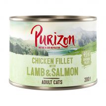 Lot Purizon Adult 24 x 200 g - sans céréales - filet de poulet, saumon, agneau