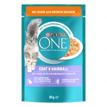 Purina ONE 52 x 85 g Alimento umido per gatti - Coat & Hairball con Pollo e Fagiolini