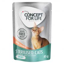 Voordeelpakket Concept for Life graanvrij 24 x 85 g Kattenvoer - Sterilised Cats Zalm in Saus