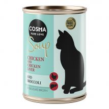 Cosma Soup 24 x 100 g umido gatto - Filetto di Pollo con Fegato di Pollo e Broccoli