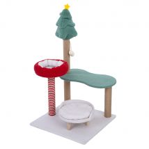 Arbre à chat de Noël de TIAKI rouge / vert pour petits chats et chatons