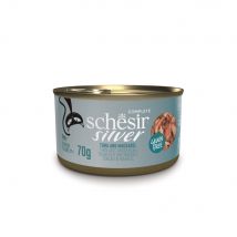 12x70g Schesir Silver Senior Tonijn Makreel natvoer voor katten