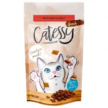 Catessy Crunchy snacks para gatos 65 g - Vacuno y malta (anti bolas de pelo)