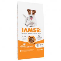 12kg for Vitality Dog Senior & Mature Small Medium Kip IAMS Hondenvoer