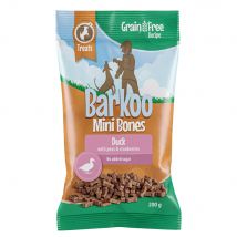 Barkoo Mini Bones (semi-umido) 200 g Snack senza cereali per cani - con Anatra, Piselli & Mirtilli Rossi
