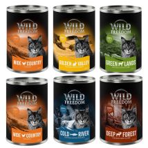 Wild Freedom Adult en latas - Pack de prueba mixto - 6 x 400 g - 2 x Pollo, Abadejo, Cordero, Conejo, Caza
