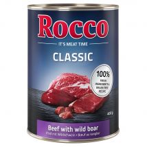Rocco Classic 6 x 400 g Alimento umido per cani Manzo con Cinghiale