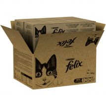 Felix Classic in buste 80 x 85 g Pacco misto umido per gatti - Mix di pesce: Tonno e Merluzzo, Gamberetti e Platessa, Tonno, Salmone