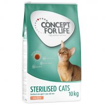 10kg Sterilised Cats saumon Concept for Life croquettes pour chat