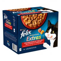 Felix Sensations Extra 24 x 85 g - Vacuno, pavo, pollo y cordero