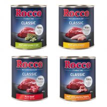 Rocco Classic 24 x 800 g Alimento umido per cani - 4 gusti: Manzo Puro, Trippa Verde, Cuori di Pollo, Pollo