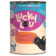 6x 400g Lucky Lou Lifestage Adult volaille & canard nourriture pour chat humide