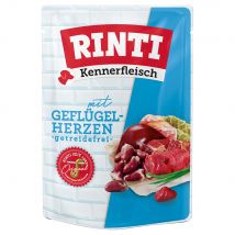 10x400g RINTI Kennerfleisch Pouches Gevogeltehart honden natvoer