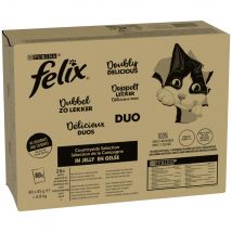 Felix Le Ghiottonerie in Gelatina 80 x 85 g Alimento umido per gatti - Doppia Delizia Selezione di Campagna