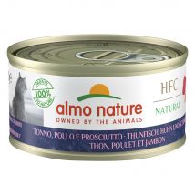 Almo Nature comida húmeda para gatos 12 x 70 g - Pack Ahorro - Atún, pollo y jamón