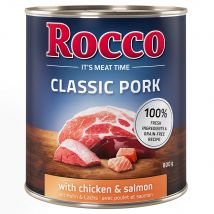 Rocco Classic Pork 6 x 800 g umido per cane - Pollo & Salmone