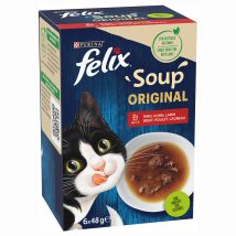 Felix Soup 6 x 48 g umido gatto - Selezioni deliziose (Manzo, Pollo, Agnello)
