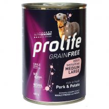 Prolife Grain Free Adult Sensitive Medium/Large Maiale - Set %: 24 x 400 g