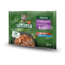 38 + 10 gratis! 48 x 85 g Ultima Cat - Sterilized Manzo e Tonno