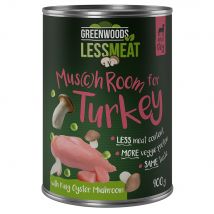 Greenwoods Less Meat con Funghi 6 x 400 g Umido per cane - Tacchino