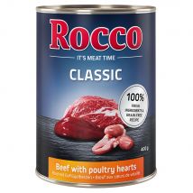 Lot Rocco Classic 24 x 400 g - bœuf, cœur de volaille
