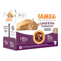 48x85g Senior Land & Sea Collection in Saus IAMS Delights Kattenvoer