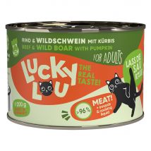 Lucky Lou Adult 6 x 200 g comida húmeda para gatos - Carne de vacuno y jabalí