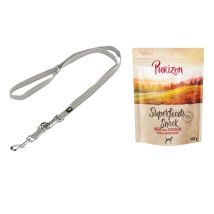 TIAKI Dog Accessory + 100g Purizon Dog Treat - 20% Off! * - Soft & Safe Lead - Grey (200cm x 20mm) + Superfoods Beef with Chicken, Peas & Cranberries (100g)
